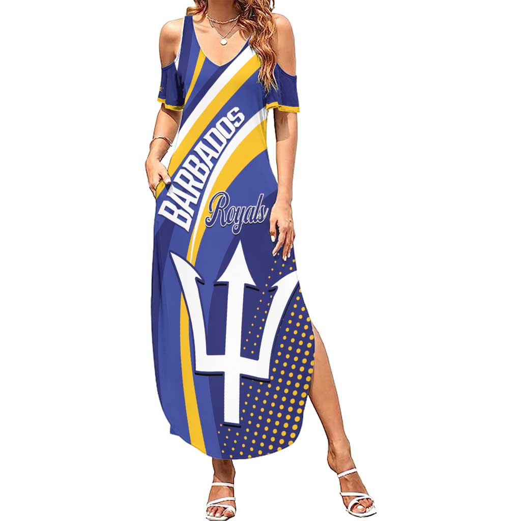 Custom Barbados Royals Cricket Summer Maxi Dress Go Champions Tridents Yellow Version