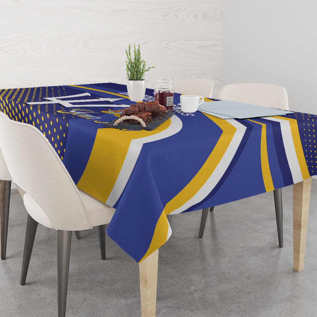 Custom Barbados Royals Cricket Tablecloth Go Champions Tridents Yellow Version