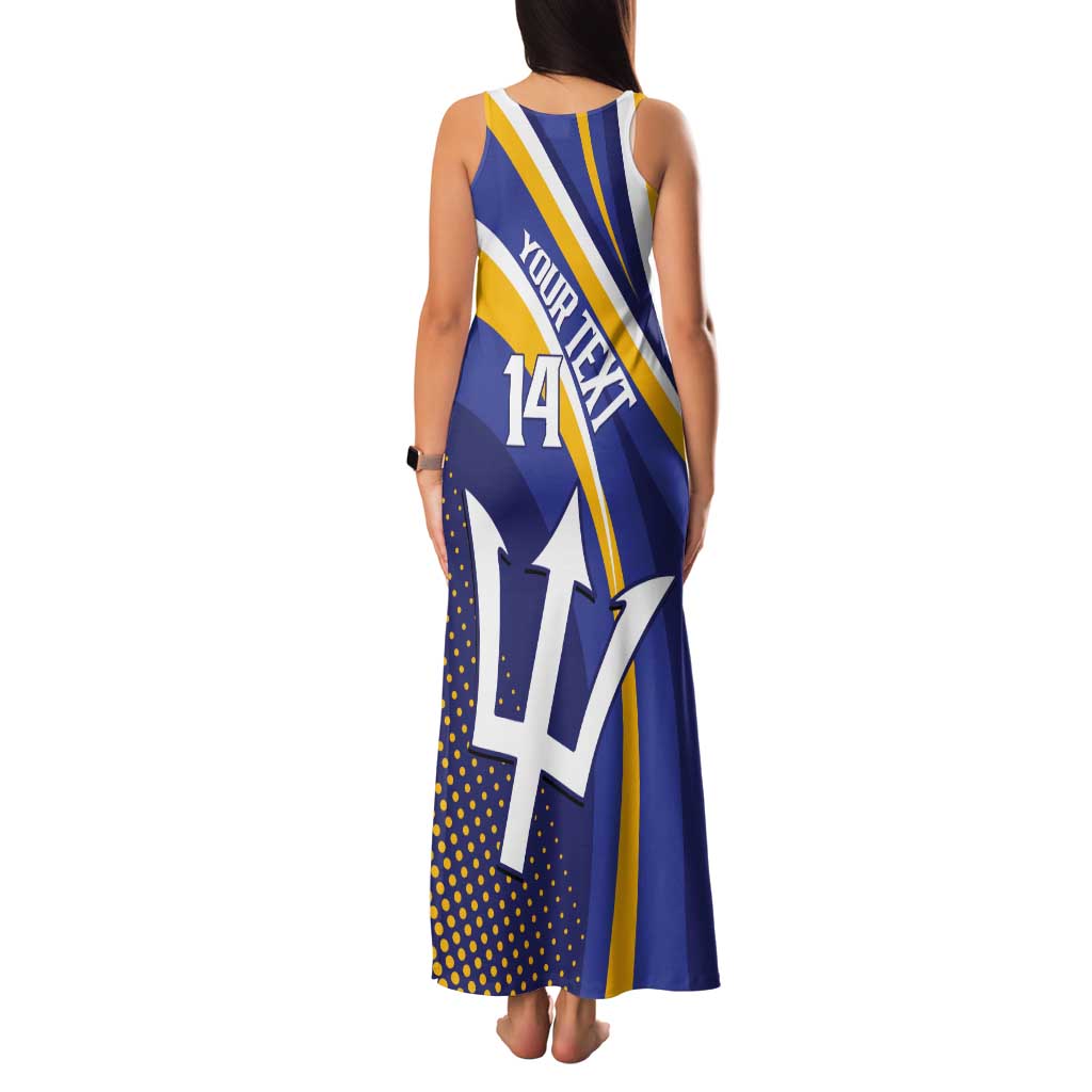 Custom Barbados Royals Cricket Tank Maxi Dress Go Champions Tridents Yellow Version