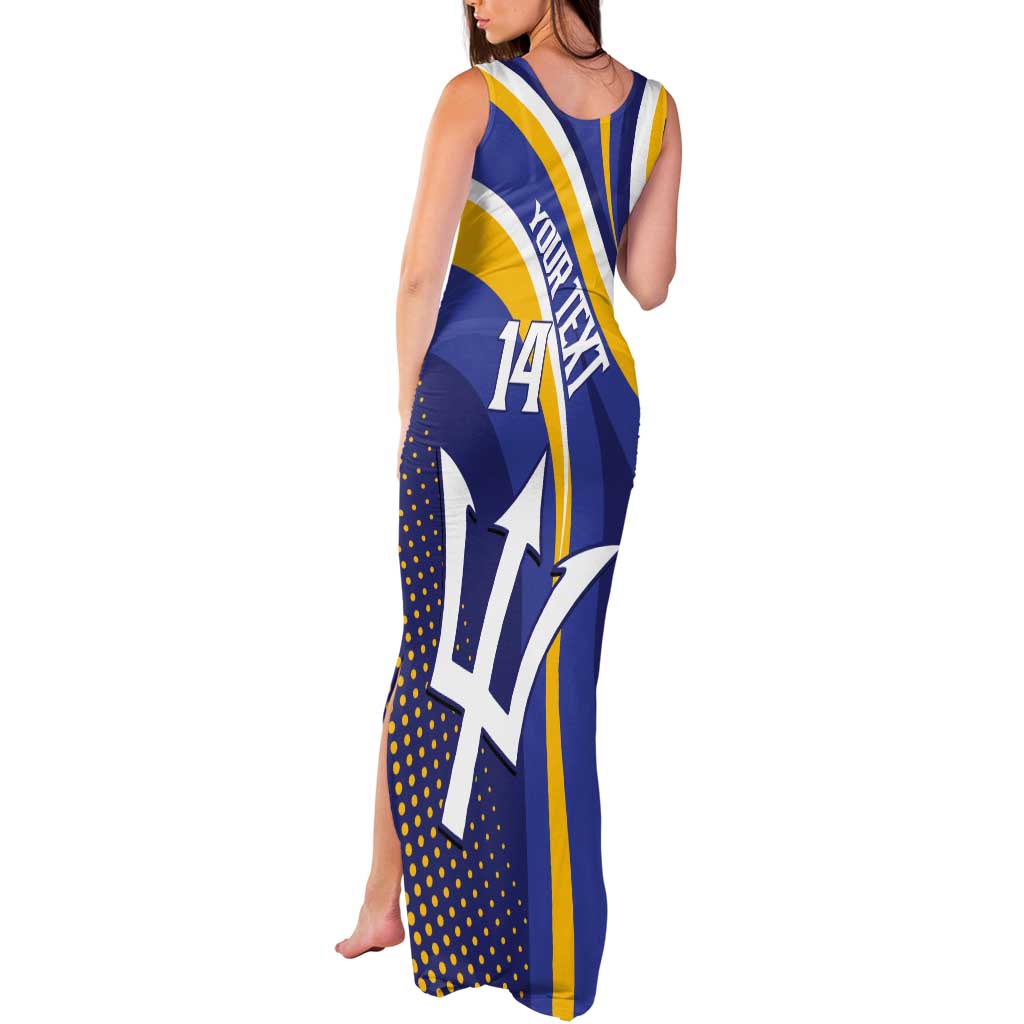 Custom Barbados Royals Cricket Tank Maxi Dress Go Champions Tridents Yellow Version