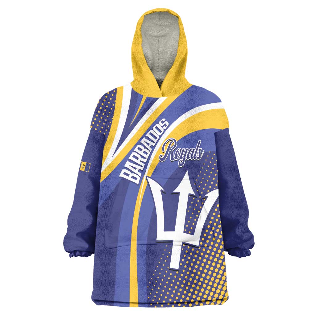 Custom Barbados Royals Cricket Wearable Blanket Hoodie Go Champions Tridents Yellow Version