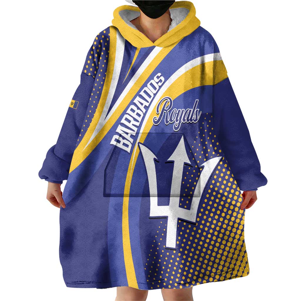 Custom Barbados Royals Cricket Wearable Blanket Hoodie Go Champions Tridents Yellow Version