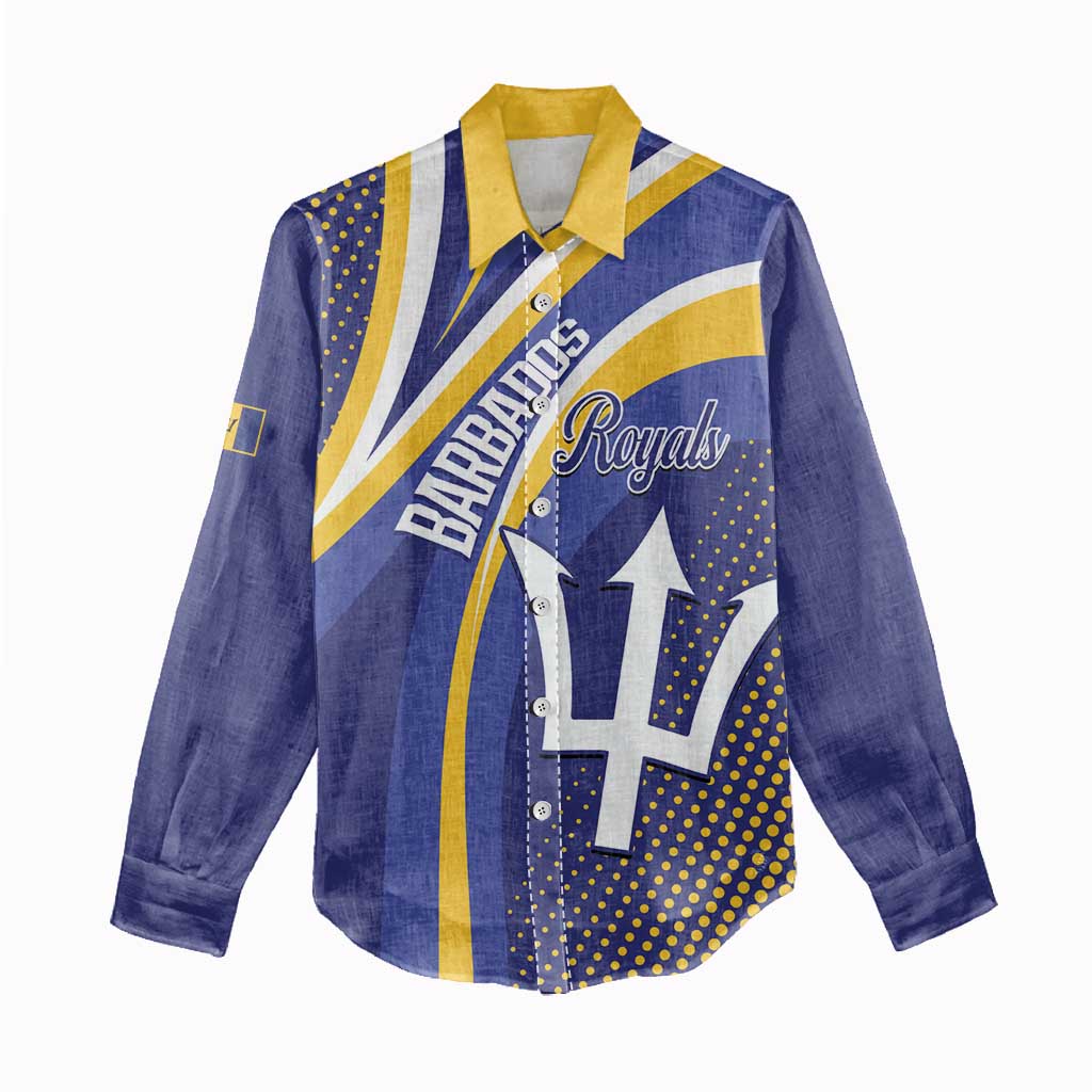 Custom Barbados Royals Cricket Women Casual Shirt Go Champions Tridents Yellow Version