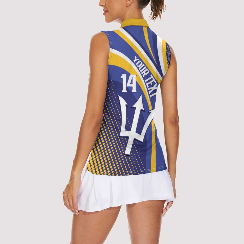 Custom Barbados Royals Cricket Women Sleeveless Polo Shirt Go Champions Tridents Yellow Version