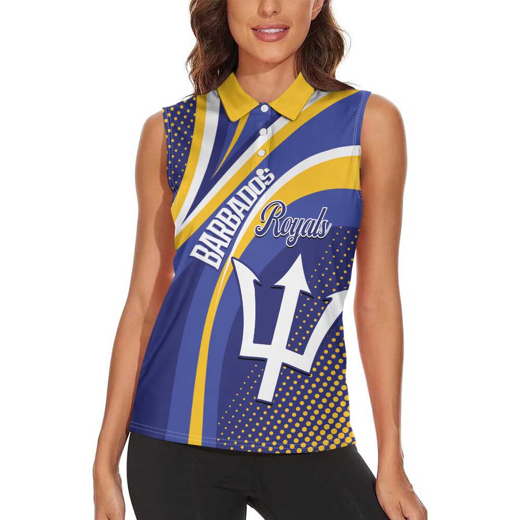 Custom Barbados Royals Cricket Women Sleeveless Polo Shirt Go Champions Tridents Yellow Version