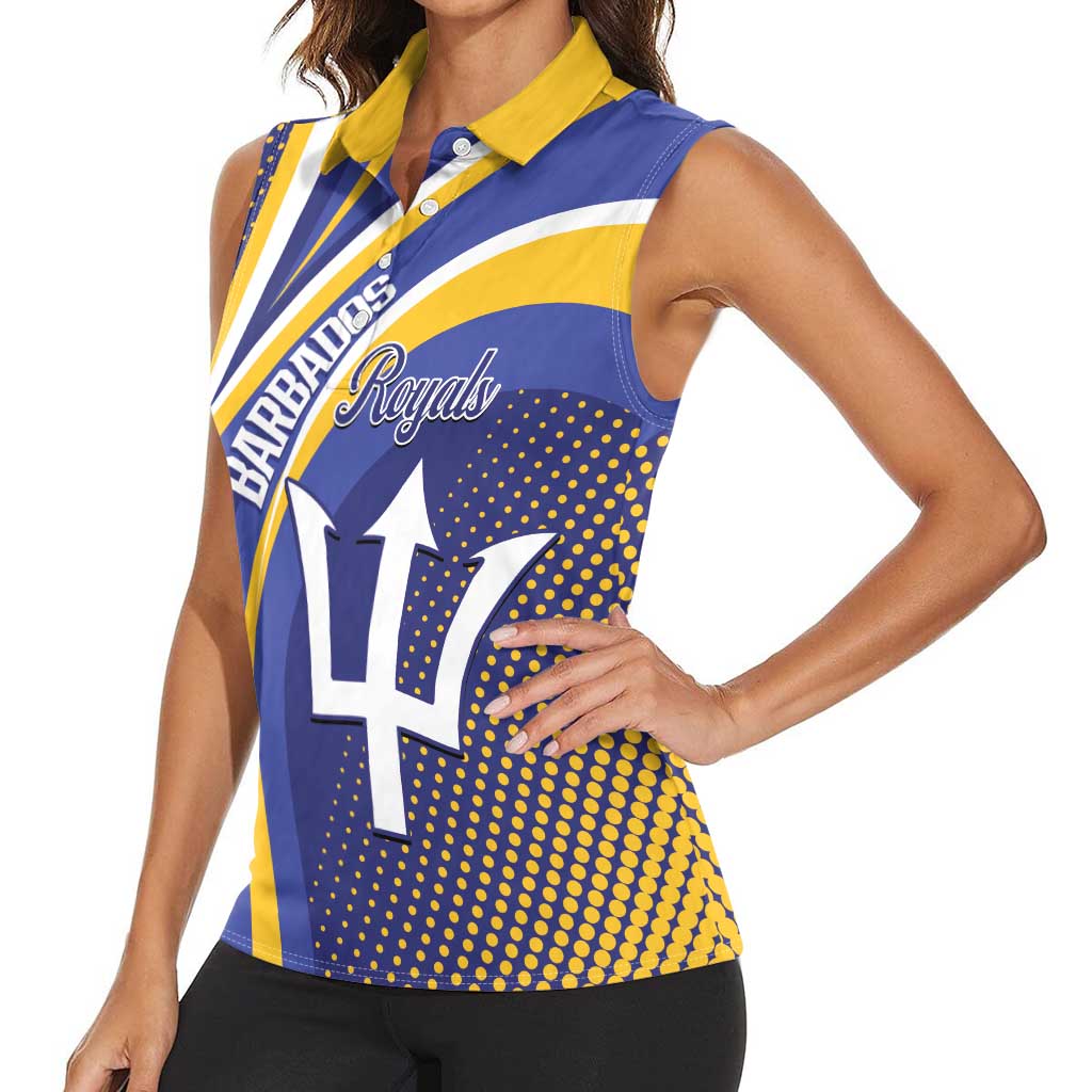 Custom Barbados Royals Cricket Women Sleeveless Polo Shirt Go Champions Tridents Yellow Version