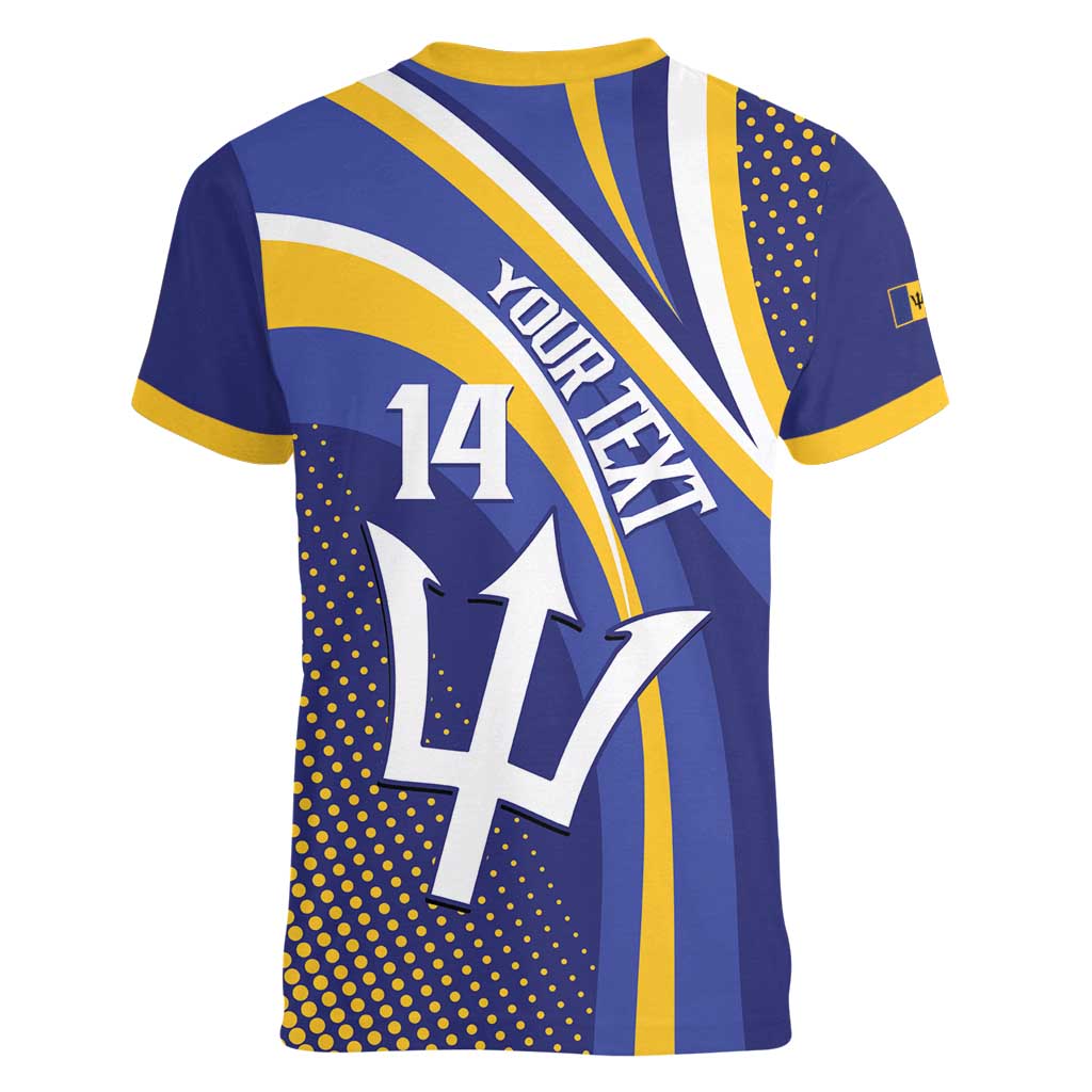 Custom Barbados Royals Cricket Women V-Neck T-Shirt Go Champions Tridents Yellow Version