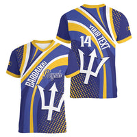 Custom Barbados Royals Cricket Women V-Neck T-Shirt Go Champions Tridents Yellow Version