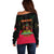 Personalised Haiti 1964 Off Shoulder Sweater Coat Of Arms Flag Style - Wonder Print Shop