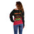 Personalised Haiti 1964 Off Shoulder Sweater Coat Of Arms Flag Style - Wonder Print Shop