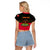 Personalised Haiti 1964 Raglan Cropped T Shirt Coat Of Arms Flag Style - Wonder Print Shop