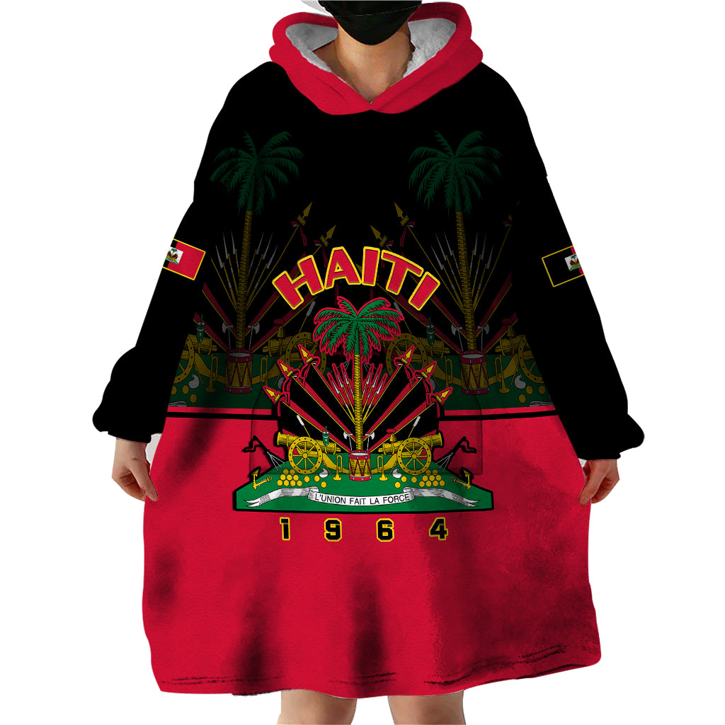 Personalised Haiti 1964 Wearable Blanket Hoodie Coat Of Arms Flag Style - Wonder Print Shop