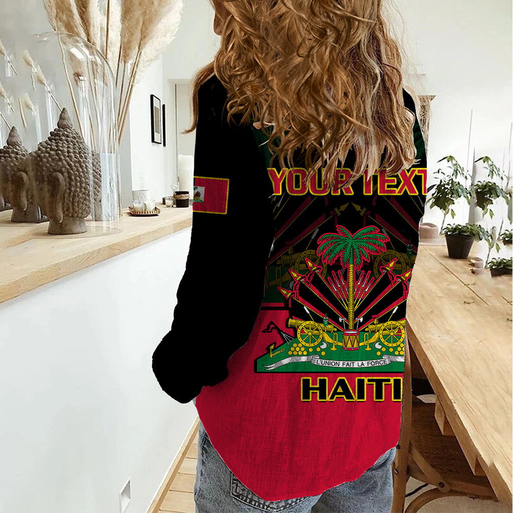 Personalised Haiti 1964 Women Casual Shirt Coat Of Arms Flag Style - Wonder Print Shop