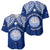 Marshall Islands Baseball Jersey Blue Polynesian Tribal Mix Coat Of Arms - Wonder Print Shop