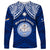 Marshall Islands Long Sleeve Shirt Blue Polynesian Tribal Mix Coat Of Arms - Wonder Print Shop