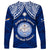 Marshall Islands Long Sleeve Shirt Blue Polynesian Tribal Mix Coat Of Arms - Wonder Print Shop