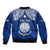 Personalised Marshall Islands Bomber Jacket Blue Polynesian Tribal Mix Coat Of Arms - Wonder Print Shop