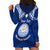 Personalised Marshall Islands Hoodie Dress Blue Polynesian Tribal Mix Coat Of Arms - Wonder Print Shop