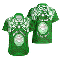 Personalised Marshall Islands Hawaiian Shirt Green Polynesian Tribal Mix Coat Of Arms - Wonder Print Shop