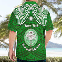Personalised Marshall Islands Hawaiian Shirt Green Polynesian Tribal Mix Coat Of Arms - Wonder Print Shop