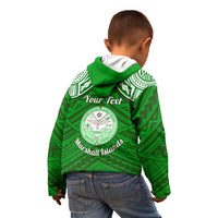 Personalised Marshall Islands Kid Hoodie Green Polynesian Tribal Mix Coat Of Arms - Wonder Print Shop