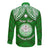 Personalised Marshall Islands Long Sleeve Button Shirt Green Polynesian Tribal Mix Coat Of Arms - Wonder Print Shop