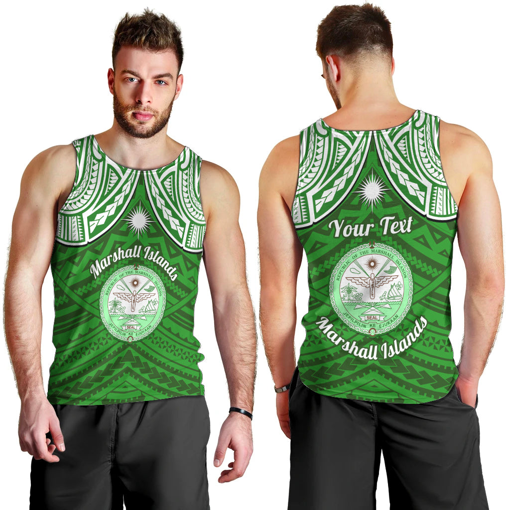 personalised-marshall-islands-men-tank-top-green-polynesian-tribal-mix-coat-of-arms