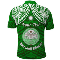 Personalised Marshall Islands Polo Shirt Green Polynesian Tribal Mix Coat Of Arms - Wonder Print Shop