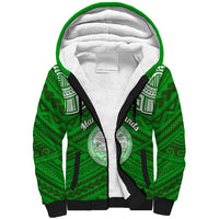 Personalised Marshall Islands Sherpa Hoodie Green Polynesian Tribal Mix Coat Of Arms - Wonder Print Shop