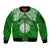 Personalised Marshall Islands Sleeve Zip Bomber Jacket Green Polynesian Tribal Mix Coat Of Arms - Wonder Print Shop
