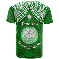 Personalised Marshall Islands T Shirt Green Polynesian Tribal Mix Coat Of Arms - Wonder Print Shop