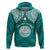 Personalised Marshall Islands Hoodie Turquoise Polynesian Tribal Mix Coat Of Arms - Wonder Print Shop