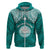 Personalised Marshall Islands Hoodie Turquoise Polynesian Tribal Mix Coat Of Arms - Wonder Print Shop