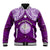 Personalised Marshall Islands Baseball Jacket Purple Polynesian Tribal Mix Coat Of Arms - Wonder Print Shop
