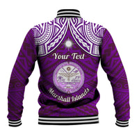 Personalised Marshall Islands Baseball Jacket Purple Polynesian Tribal Mix Coat Of Arms - Wonder Print Shop