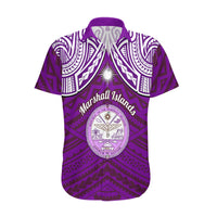 Personalised Marshall Islands Hawaiian Shirt Purple Polynesian Tribal Mix Coat Of Arms - Wonder Print Shop