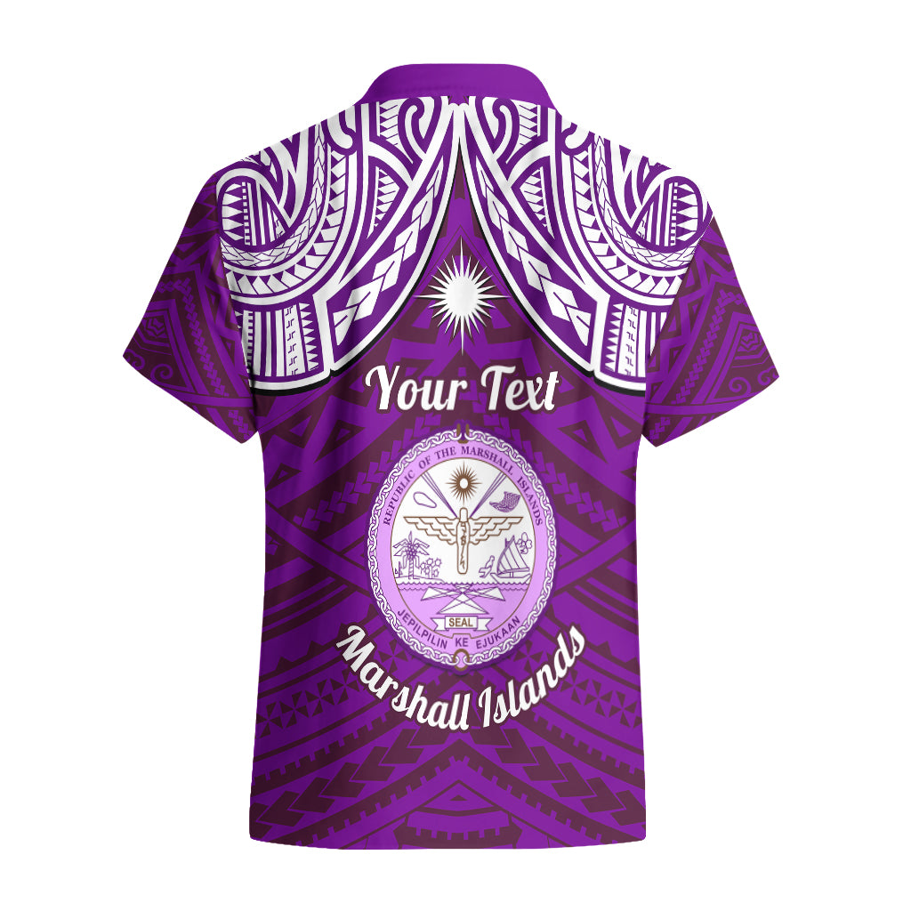 Personalised Marshall Islands Hawaiian Shirt Purple Polynesian Tribal Mix Coat Of Arms - Wonder Print Shop