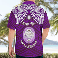 Personalised Marshall Islands Hawaiian Shirt Purple Polynesian Tribal Mix Coat Of Arms - Wonder Print Shop