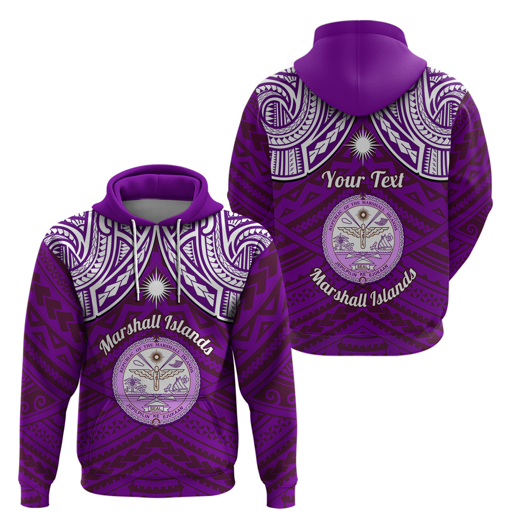 Personalised Marshall Islands Hoodie Purple Polynesian Tribal Mix Coat Of Arms - Wonder Print Shop