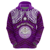 Personalised Marshall Islands Hoodie Purple Polynesian Tribal Mix Coat Of Arms - Wonder Print Shop