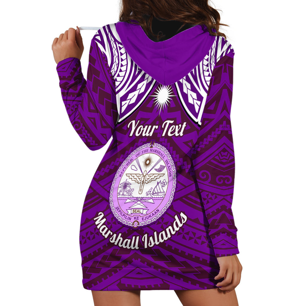 Personalised Marshall Islands Hoodie Dress Purple Polynesian Tribal Mix Coat Of Arms - Wonder Print Shop