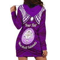 Personalised Marshall Islands Hoodie Dress Purple Polynesian Tribal Mix Coat Of Arms - Wonder Print Shop