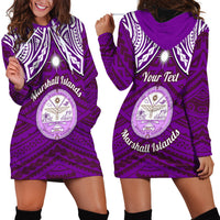 Personalised Marshall Islands Hoodie Dress Purple Polynesian Tribal Mix Coat Of Arms - Wonder Print Shop