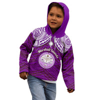 Personalised Marshall Islands Kid Hoodie Purple Polynesian Tribal Mix Coat Of Arms - Wonder Print Shop
