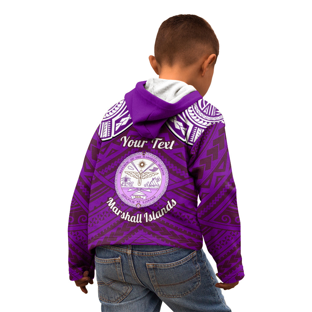 Personalised Marshall Islands Kid Hoodie Purple Polynesian Tribal Mix Coat Of Arms - Wonder Print Shop