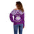 Personalised Marshall Islands Off Shoulder Sweater Purple Polynesian Tribal Mix Coat Of Arms - Wonder Print Shop