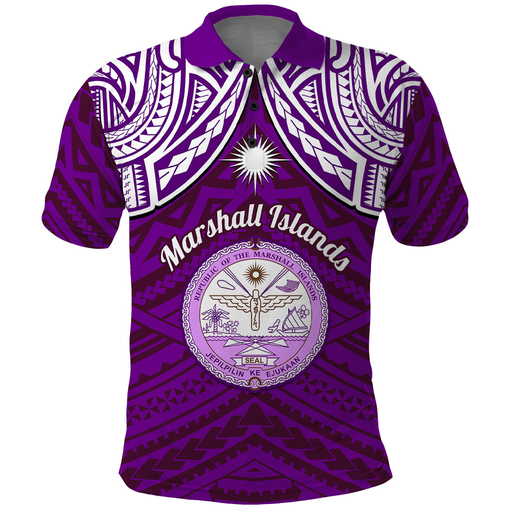 personalised-marshall-islands-polo-shirt-purple-polynesian-tribal-mix-coat-of-arms