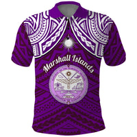 Personalised Marshall Islands Polo Shirt Purple Polynesian Tribal Mix Coat Of Arms - Wonder Print Shop