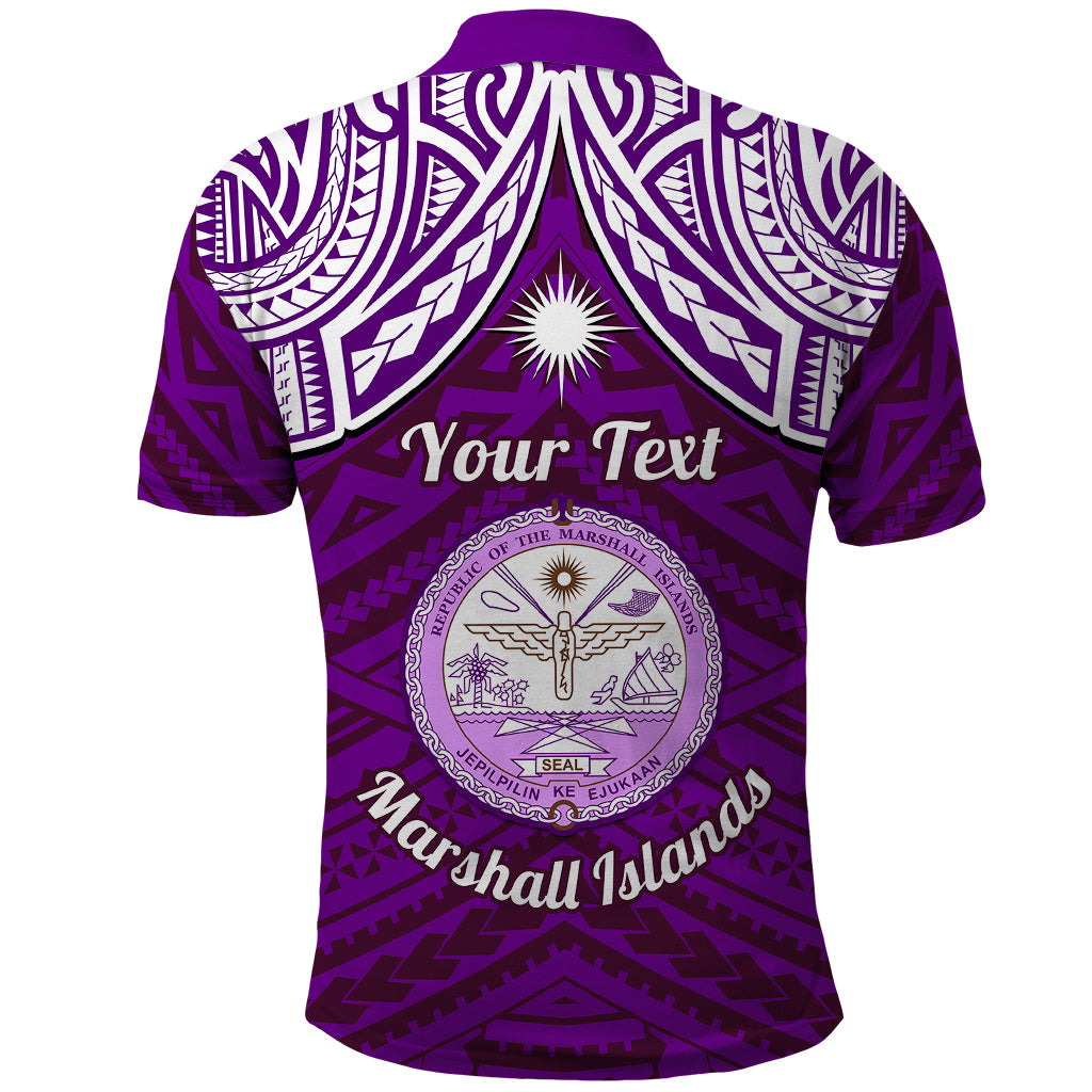 Personalised Marshall Islands Polo Shirt Purple Polynesian Tribal Mix Coat Of Arms - Wonder Print Shop