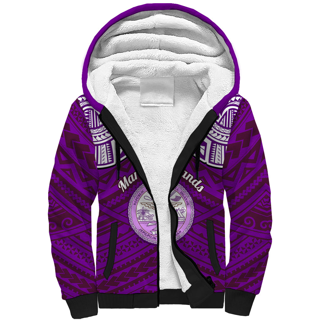 personalised-marshall-islands-sherpa-hoodie-purple-polynesian-tribal-mix-coat-of-arms
